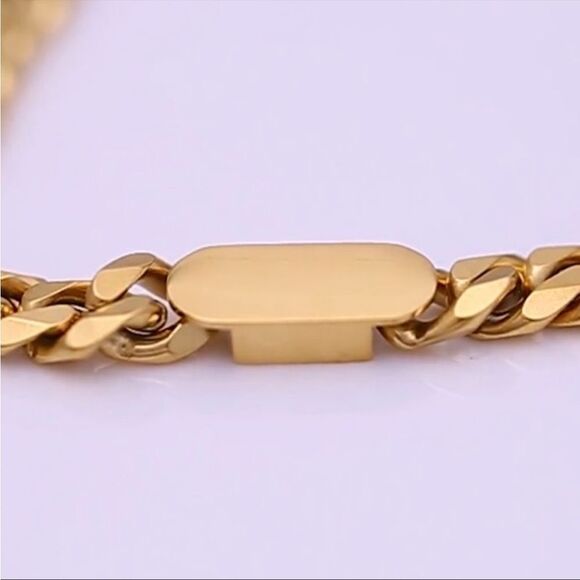 #44 18k gold Chunky Cuban/Curb Link Bracelet - Picture 7 of 8